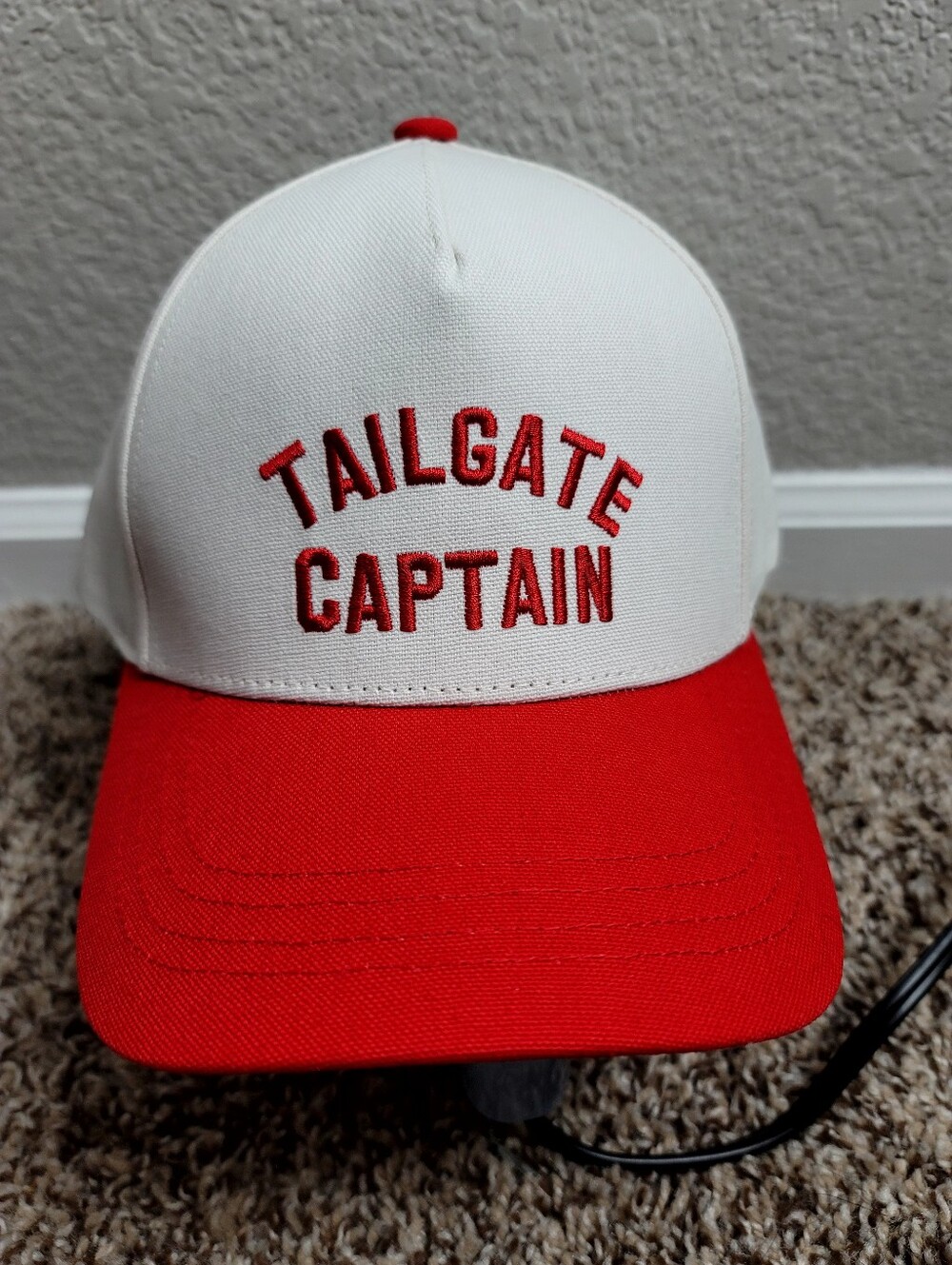 Tailgate Captain Baseball Cap Hat White Red NWT